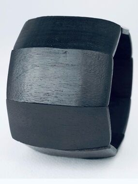 Monies Style Blue/Black Wood Panel Stretch Bracelet